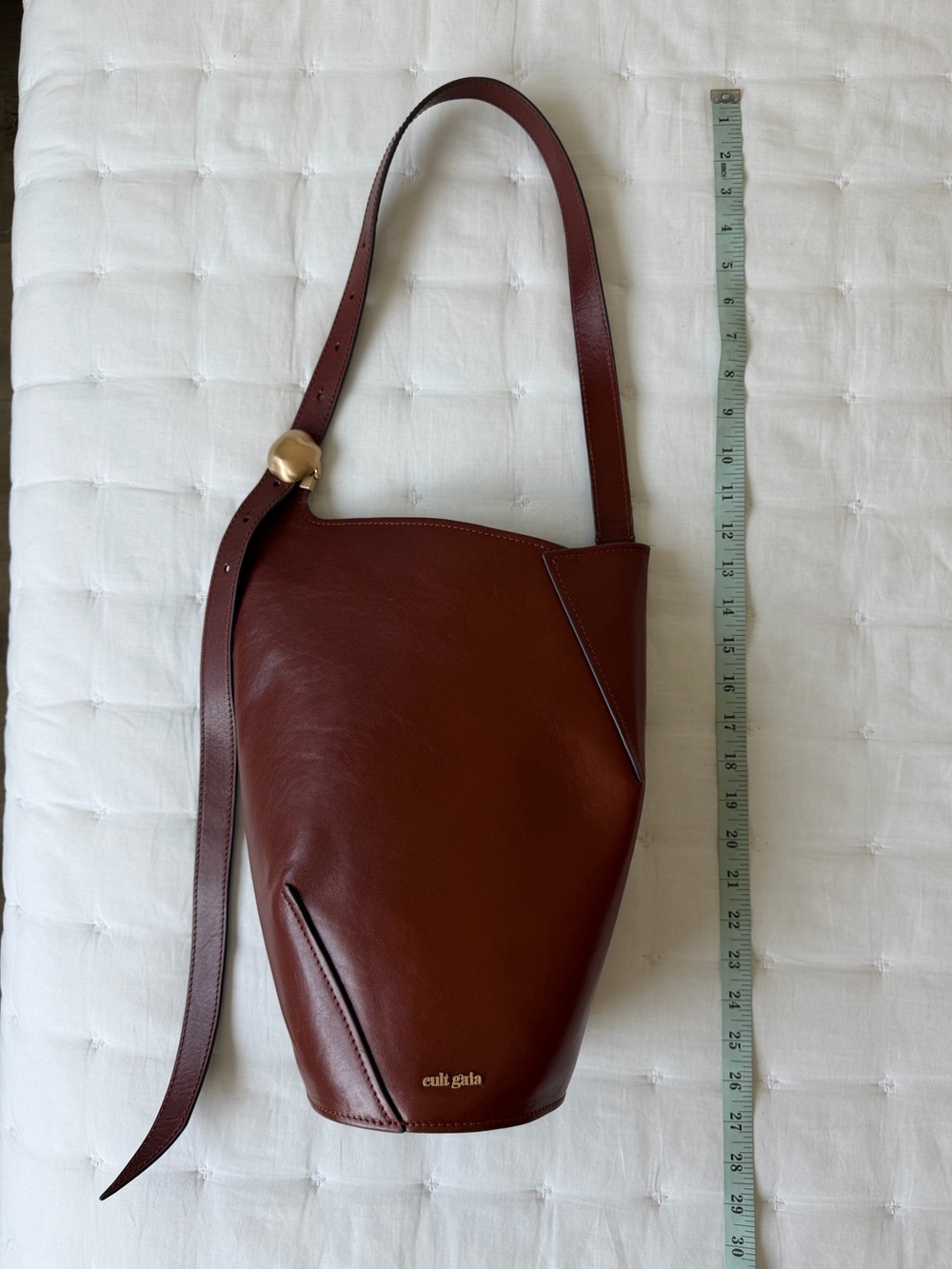 Cult Gaia Aldari Leather Shoulder Bag Cognac Brown - Picture 7 of 15